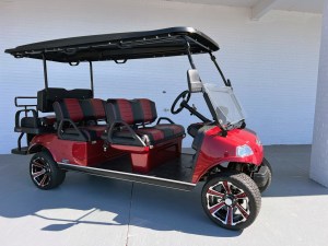 Burgundy Carrier 6 Limo Evolution Golf Cart