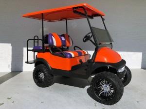 Clemson Tigers Orange Lifted Club Car Golf Cart