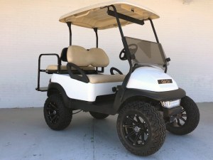 Lifted White Club Car Precedent Golf Cart