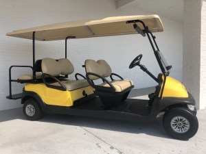 Yellow 6 Passenger Limo Club Car Golf Cart
