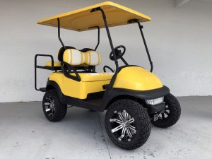 Yellow Beach Cruiser Club Car Golf Cart